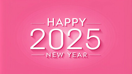 "2025 Happy New Year in clean Pink color minimalist style"