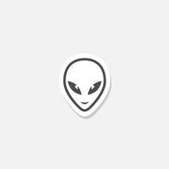Extraterrestrial alien face or head icon sticker isolated on gray background