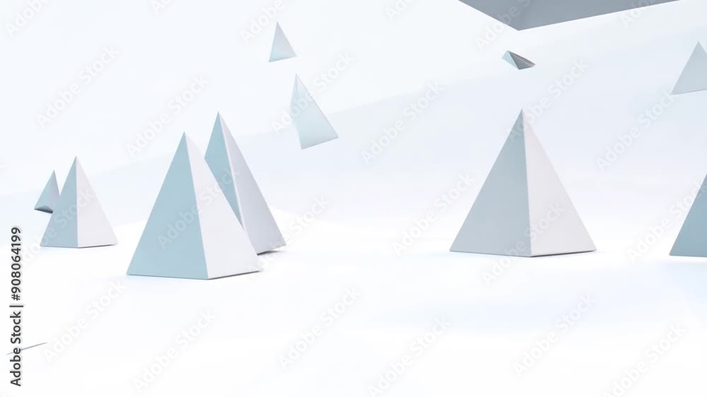 Poster floating pyramids representing digital technology and innovation generative ai
