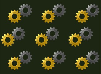 Abstract vector background with interlocking metal gears and cogwheels, symbolizing industrial machinery and engineering concepts