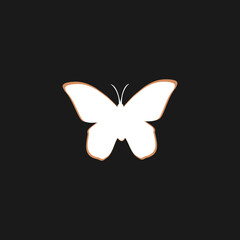 Butterfly icon simple sign isolated on black background