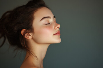 Fototapeta premium A close up of a girl's face with her eyes closed