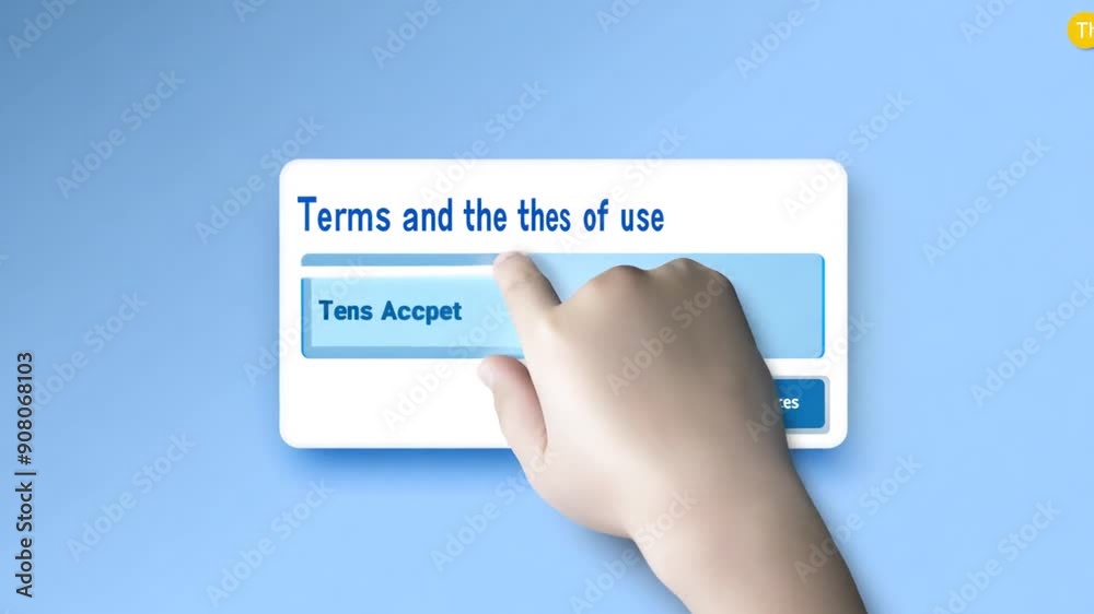 Poster Mouse Cursor Clicking Terms of Use Checkbox on Blue Background Generative AI