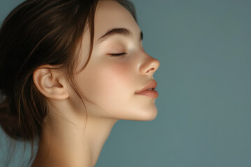 Fototapeta premium A close up of a girl's face with her eyes closed