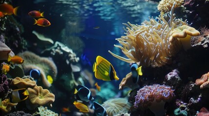 Obraz premium beautiful coral reef with colorful fish, generative ai