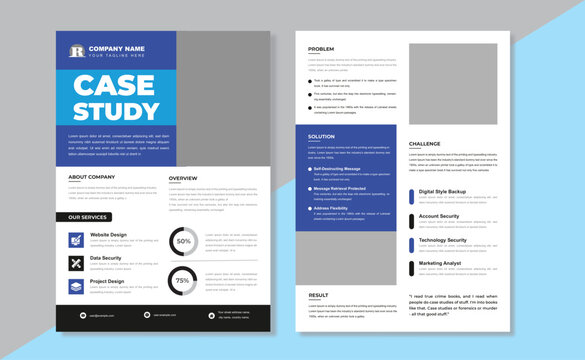 Case Study Flyer Design vector template layout, Case Study Booklet With Double Side Flyer
