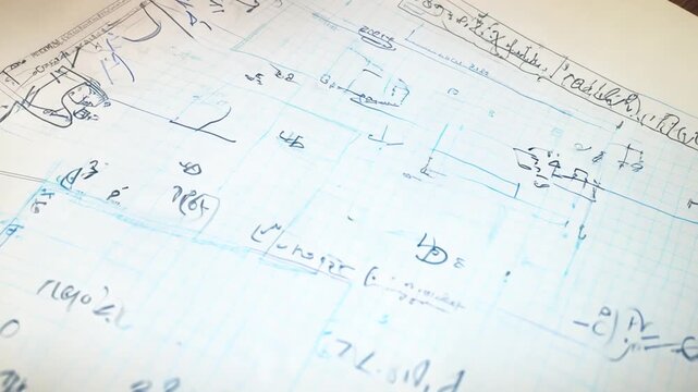 Math Physics Formulas on Squared Paper in Tilted Notebook Generative AI