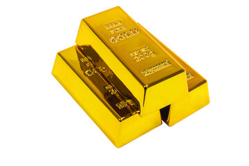 Gold bars isolated on transparent background , png
