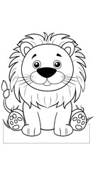 Obraz premium Coloring page of an adorable lion, page for children