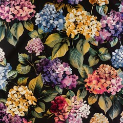 hydrangeas in the garden vivid illustration