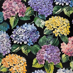 hydrangeas in the garden vivid illustration
