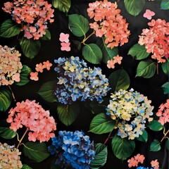 hydrangeas in the garden vivid illustration