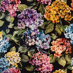 hydrangeas in the garden vivid illustration
