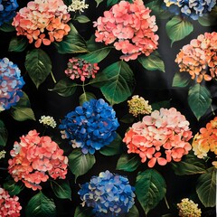 hydrangeas in the garden vivid illustration