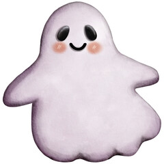 floating ghost 3 spooky watercolor halloween clipart, halloween party invitations, scrapbook designs, holiday decoration, mystical, and magical themes, isolated on a white blackground