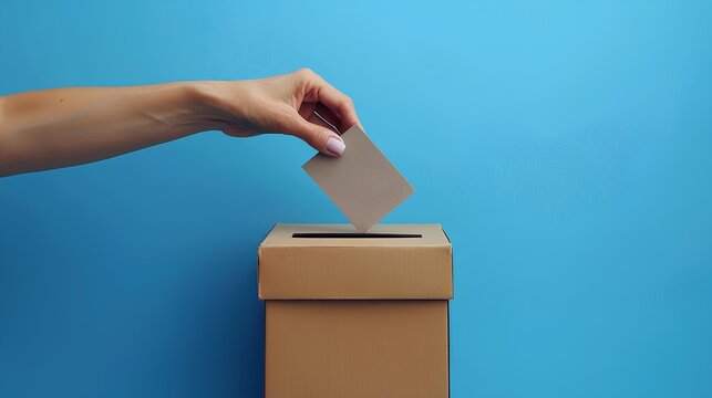 Person who is putting his vote in a ballot box or voting box, the vote is free and secret.