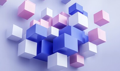 Abstract 3D Render of cubes, Generative AI