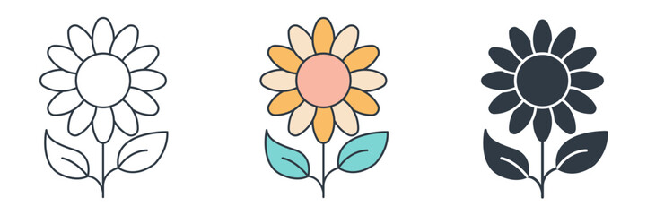 Sunflower icon symbol vector illustration isolated on white background