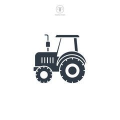 Tractor icon symbol vector illustration isolated on white background