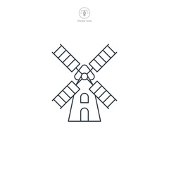 Windmill icon symbol vector illustration isolated on white background