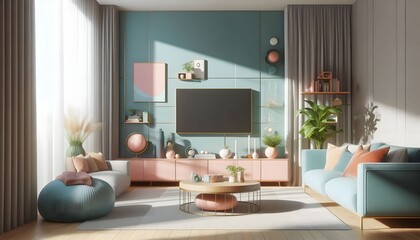 interior of a modern living room with a sofa