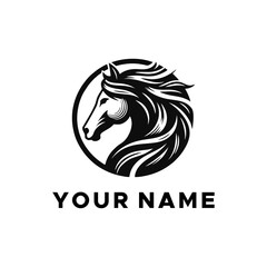 Fototapeta premium black horse head logo vector in circle