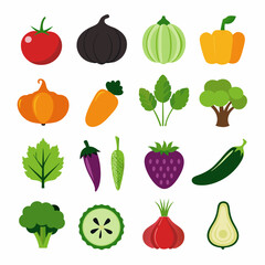 A set of 16 black outline icons of al fruta vector