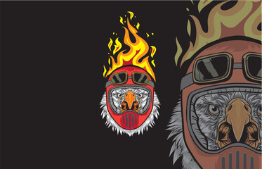 PrintMotorcycle club logo with an animal symbol wearing a motorbike helmet