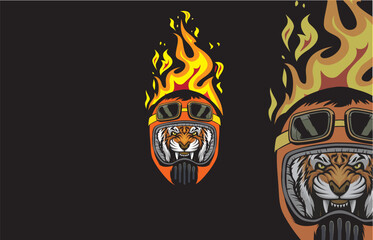 PrintMotorcycle club logo with an animal symbol wearing a motorbike helmet