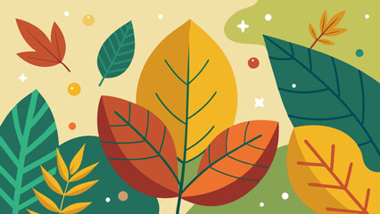  Seasonal background with trees and leaves vector art illustration