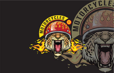 PrintMotorcycle club logo with an animal symbol wearing a motorbike helmet
