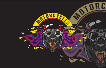 PrintMotorcycle club logo with an animal symbol wearing a motorbike helmet
