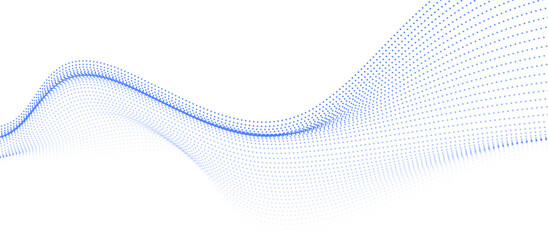 Abstract dot wave line with moving particles on white background . Digital cyberspace, Big data analytics, 3d rendering, machine learning, and predictive analytics.