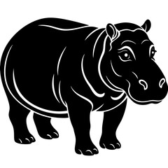 Hippopotamus silhouette  vector art illustration 