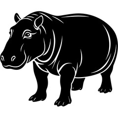 Hippopotamus silhouette  vector art illustration 