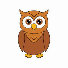 Owl isolated bird art vector illustration