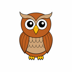 Owl isolated bird art vector illustration