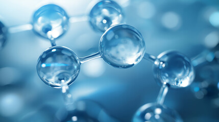 High-Resolution Close-Up of Transparent Blue Molecular Structure