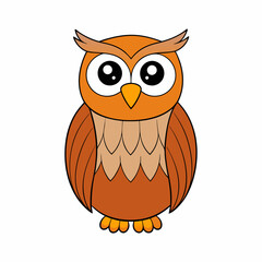 Owl isolated bird art vector illustration