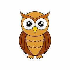 Owl isolated bird art vector illustration