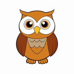 Owl isolated bird art vector illustration