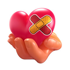 hand holding heart with bandage
