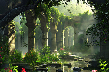 green columns flora and fauna greenery beauty