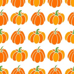 Repeating pattern with orange pumpkins on a white background