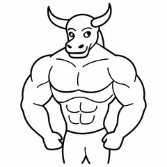 Body and a bull's head art vector illustration