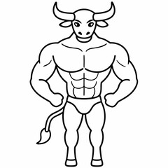 Body and a bull's head art vector illustration