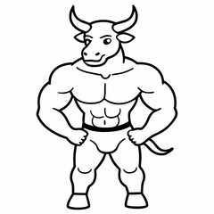 Body and a bull's head art vector illustration