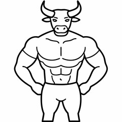 Body and a bull's head art vector illustration