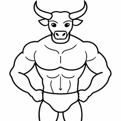 Body and a bull's head art vector illustration