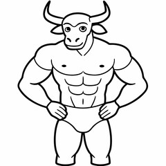 Body and a bull's head art vector illustration